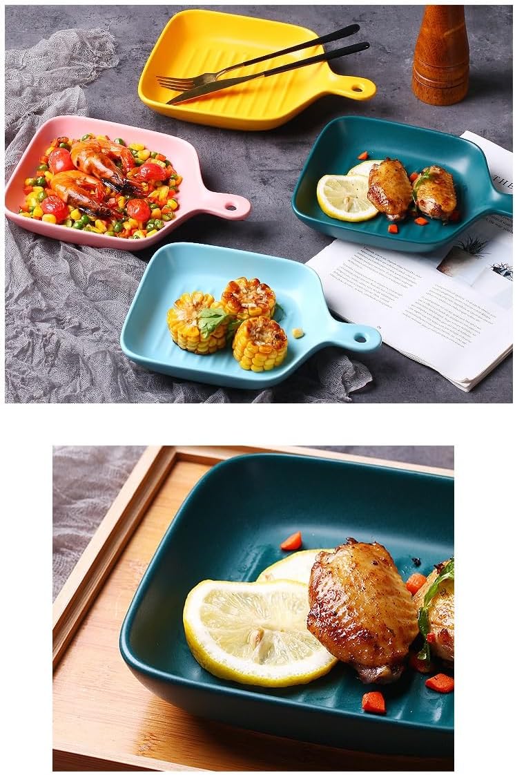 Coolcapis Yellow & Green Ceramic Bake & Serve Set – 2-Piece Oven Safe Baking Dishes, Colorful Oven-to-Table Ceramic Bakeware Gift Set - Image 2